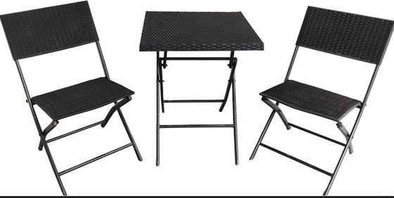 Пластиковый складной столик сада ротанга и структура стульев стальная