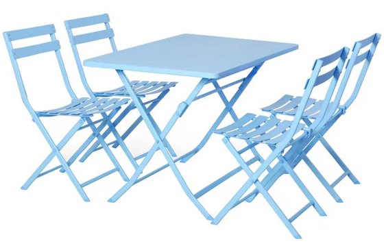 На открытом воздухе стальной складной столик и человек сада 4 стульев обедая набор