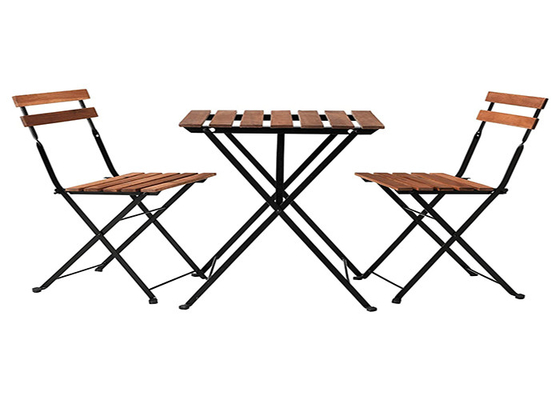 Одна таблица и 2 стуль установили складчатость рамки металла открытого сада деревянную верхнюю
