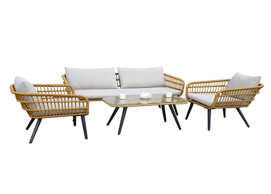 Обеденный стол патио отдыха и сплетенный стул ротанга установили на открытом воздухе мебель для Bal виллы гостиницы сада