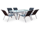 Обеденные столы патио современного металла 7 частей стальные на открытом воздухе предводительствуют набор мебели сада